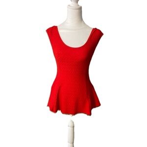 Lovely 153 Women’s Red Textured Fit & Flare Dress Scoop Neck Sleeveless, Size S